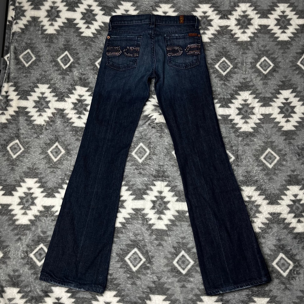7 For All Mankind Rhinestone Bootcut Dark Wash Jeans 24 U075S080UG-080